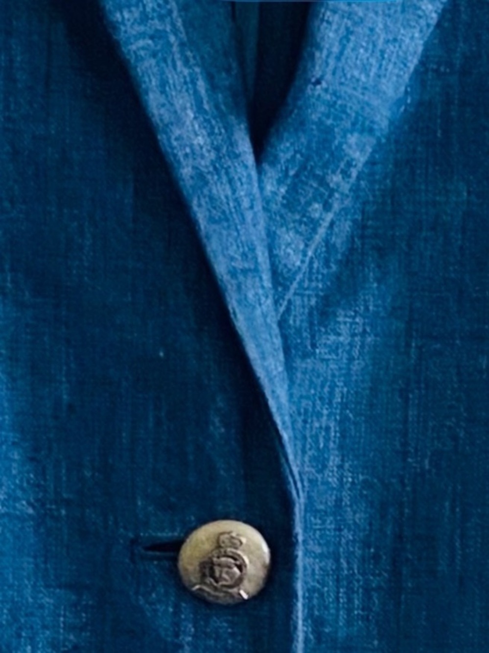 Ralph Lauren Vintage   Denim blue Linen Blazer-Custom made in Hong Kong